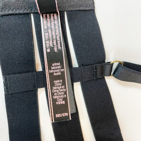 NWOT Victoria's Secret Bra 32C Unlined Balconet Strappy Banded Black - Picture 7 of 8